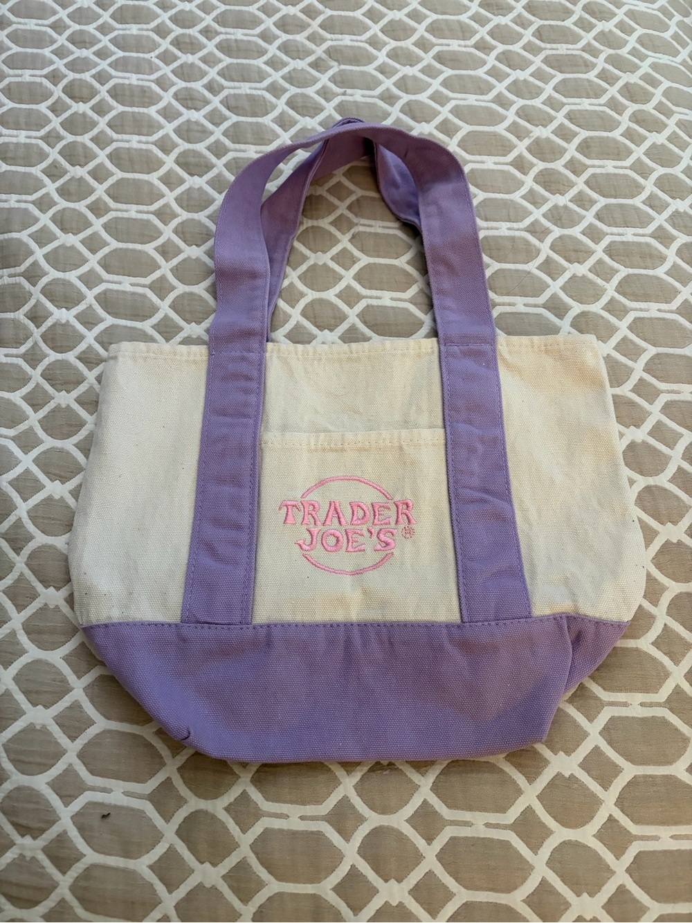 Trader Joe’s Lavender & Cream Canvas Tote Bag